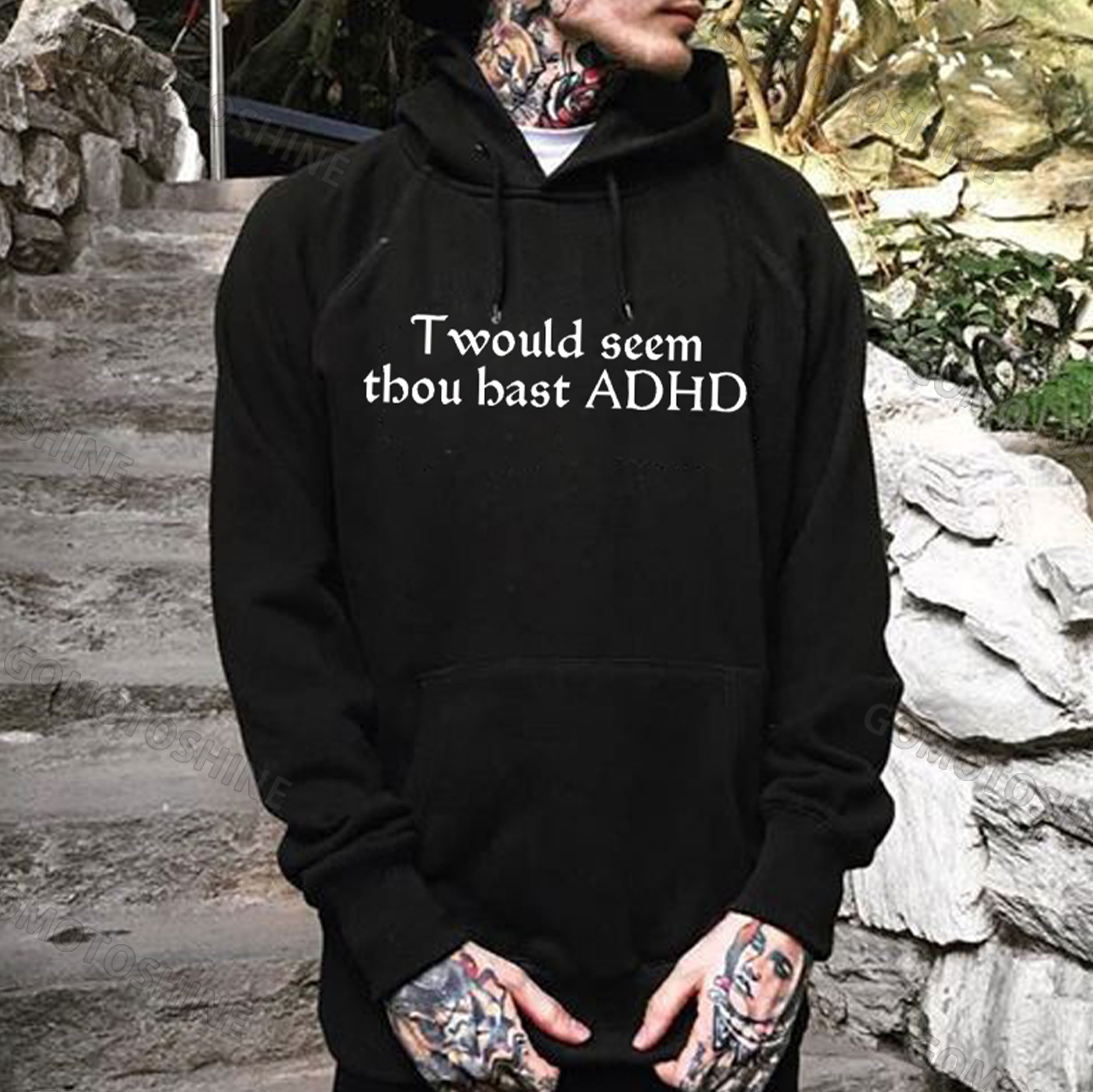 TWOULD SEEM TBOU BAST ADHD Print Men's Hoodie