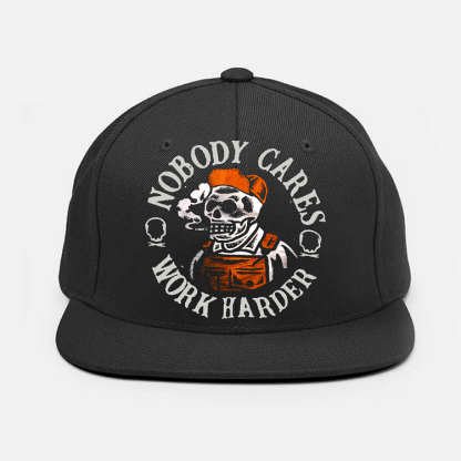 NOBODY CARES WORK HARDER Smoking Skeleton Fashion Cap
