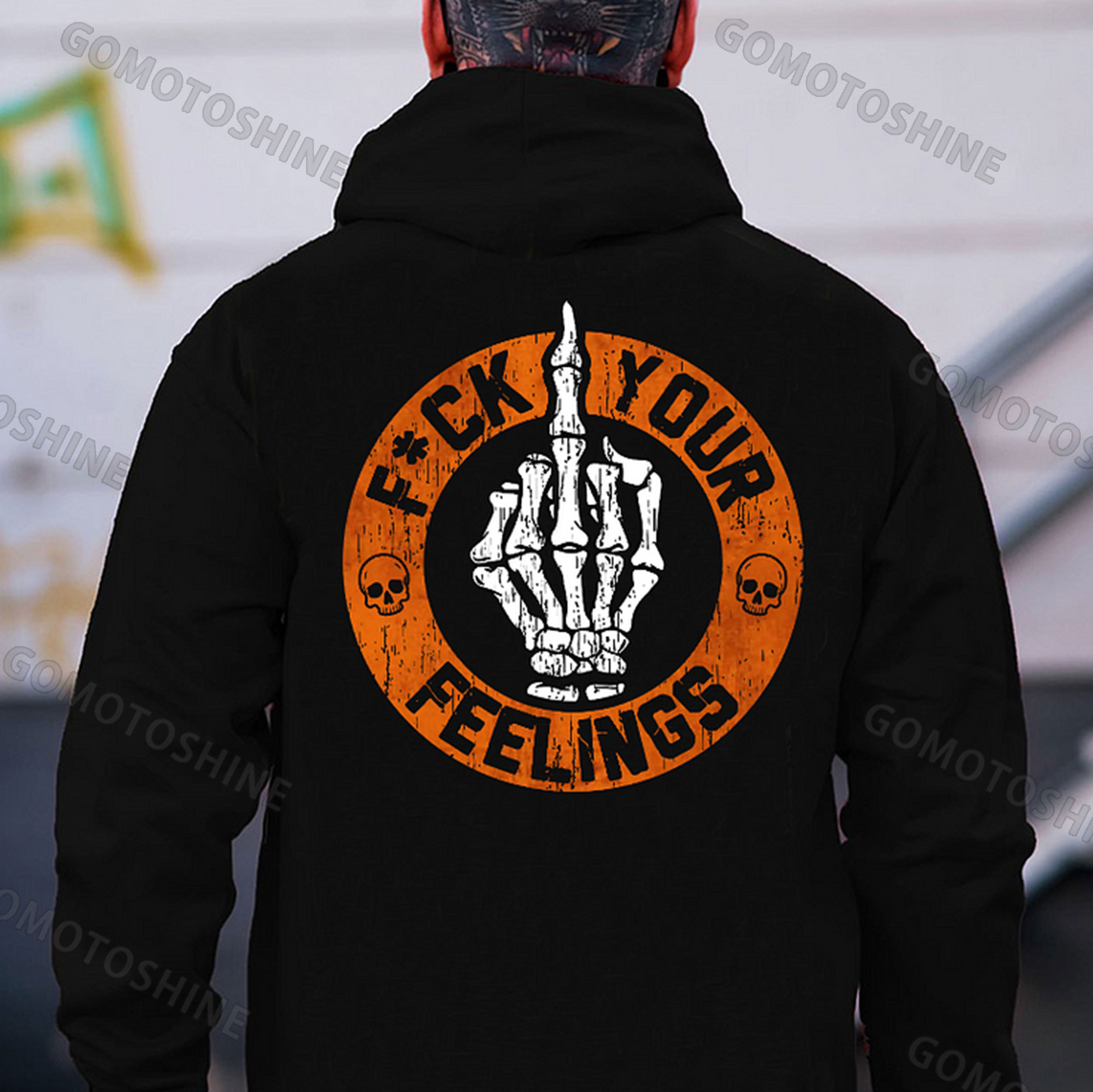 FUCK YOUR FEELINGS Bone Hand Print Men's Hoodie