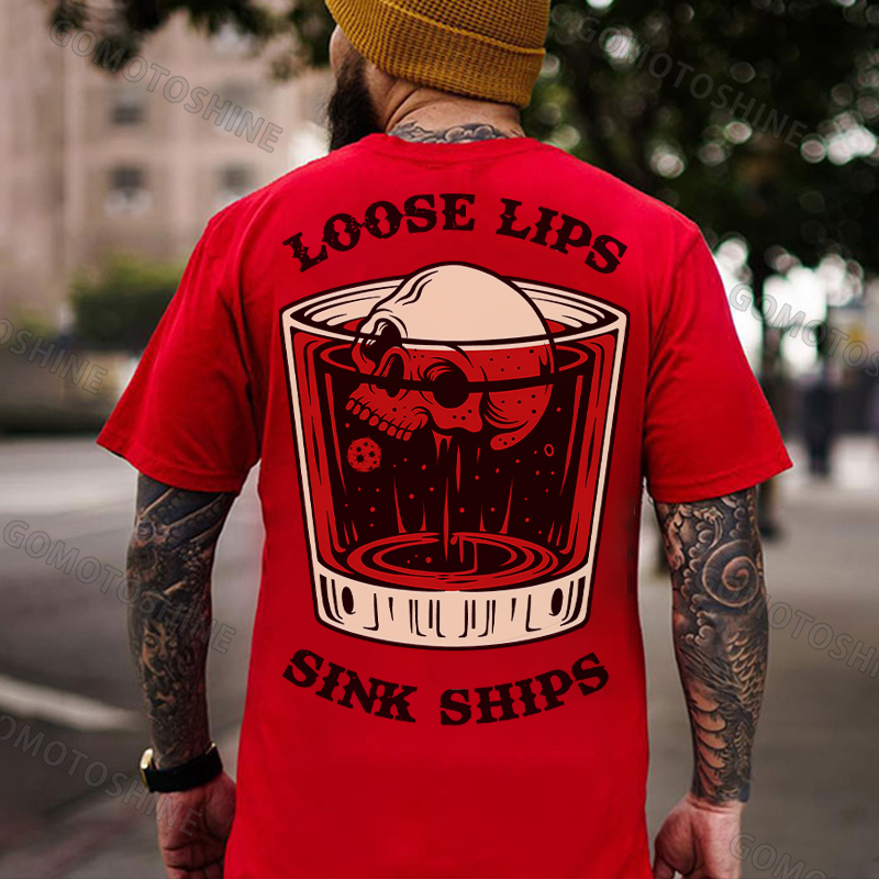 LOOSE LIPS SINK SHIPS Skull Liquor Print Men's T-shirt
