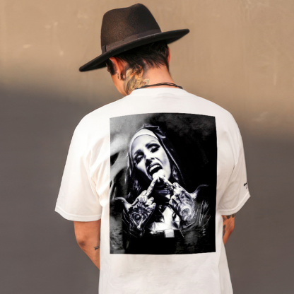 Nun and crucifix Men's printed T-shirt