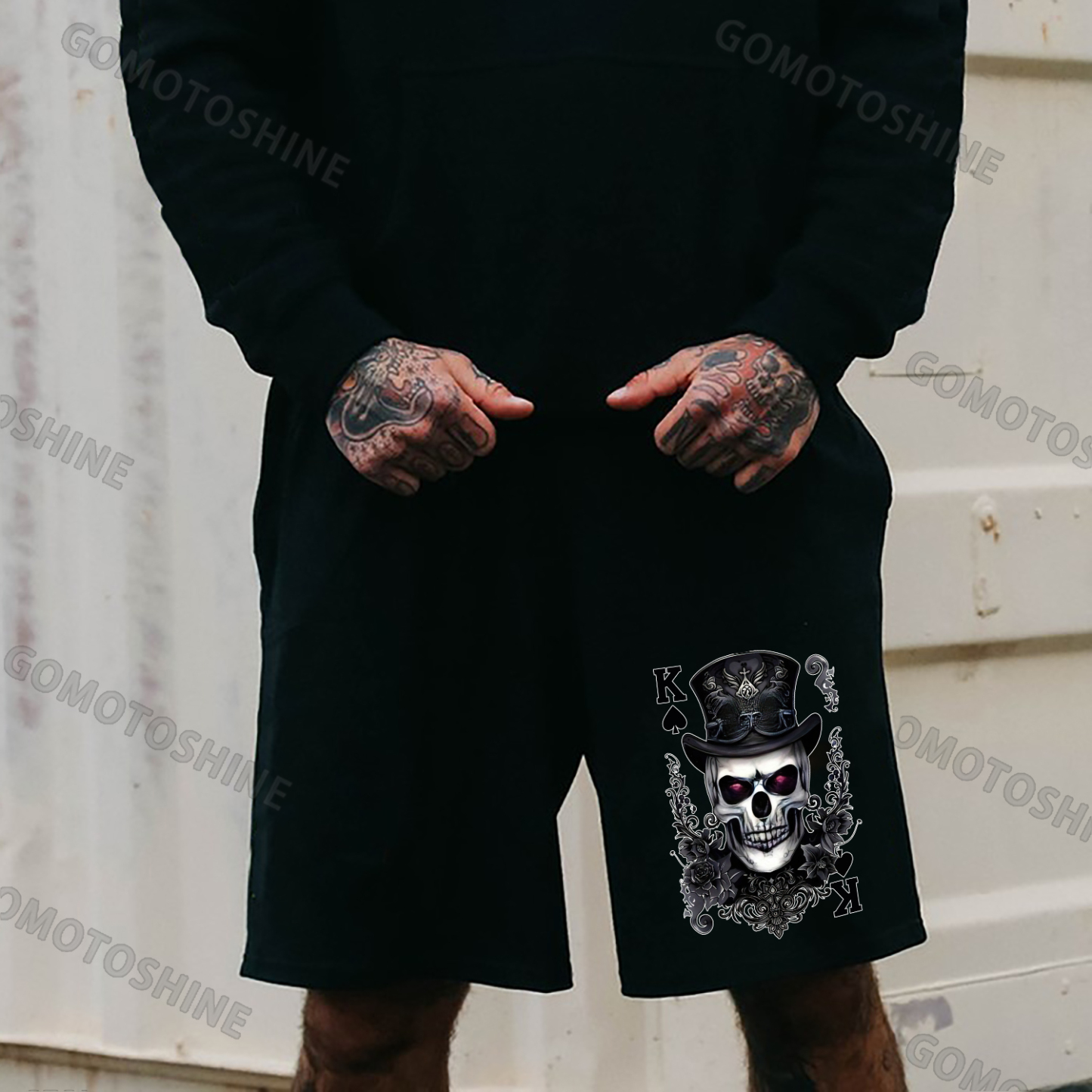 POKER K Spades Magician Skull Print Men's Shorts