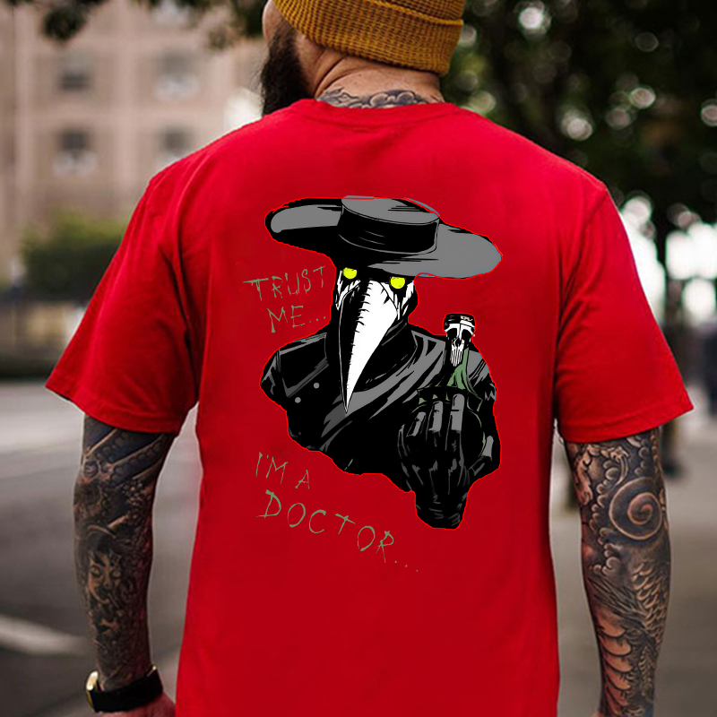 TRUST ME I'M A DOCTOR Crow Vintage Black Print T-Shirt