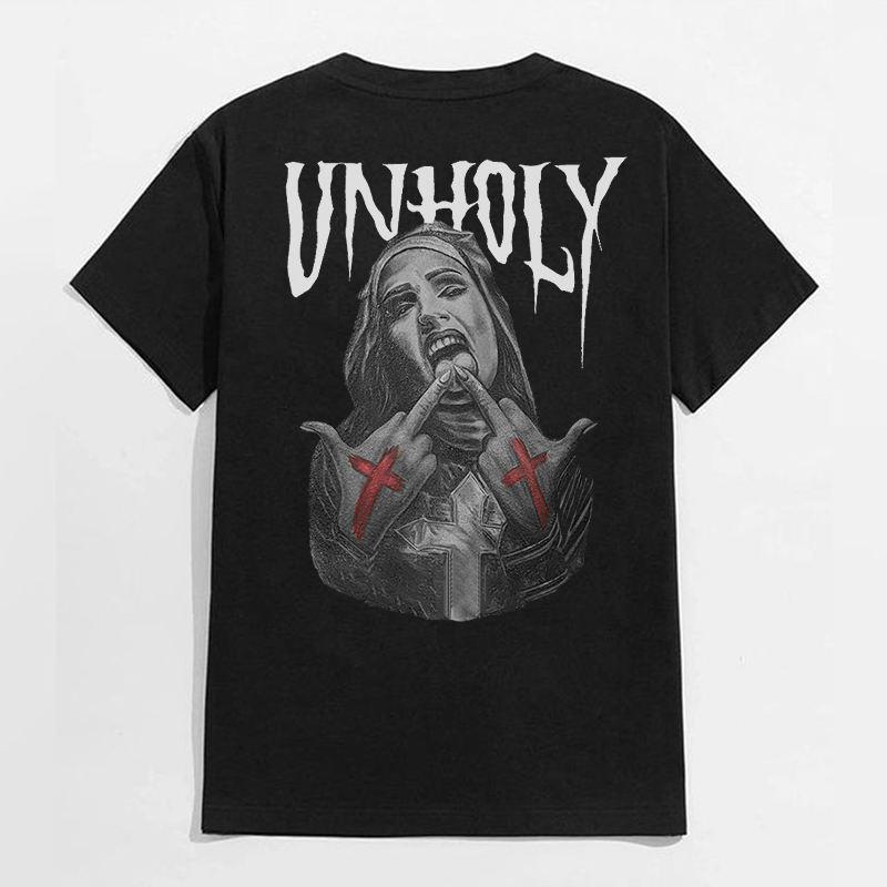 UNHOLY Defiant Nun Bad Religion Black Print T-shirt