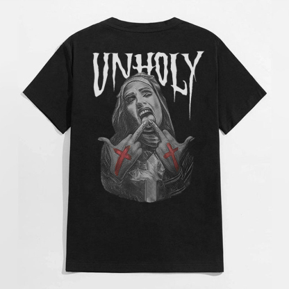 UNHOLY Defiant Nun Bad Religion Black Print T-shirt