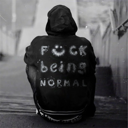 FUCK BEING NORMAL Starry Letter Black Print Hoodie