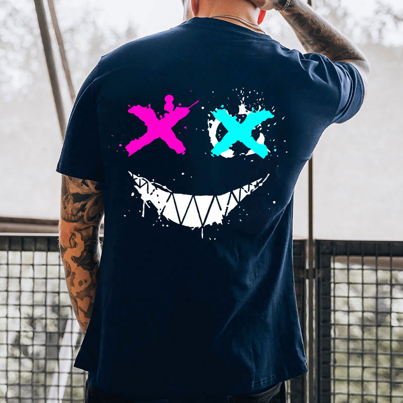 Evil Emoji Graphic Black Print T-Shirt Image - 4