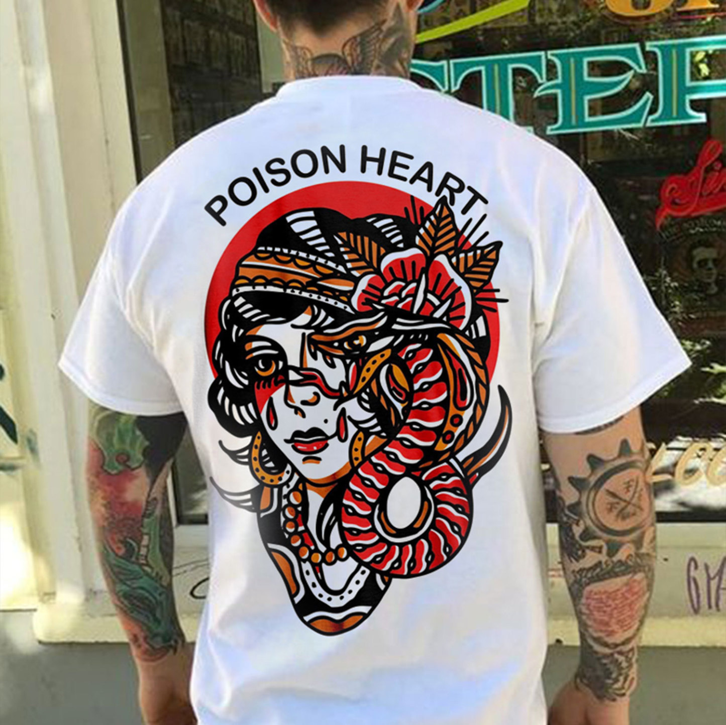 POISON HEART Apple of Sodom Graphic White Print T-shirt