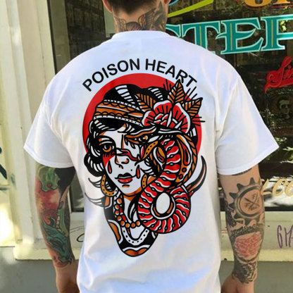 POISON HEART Apple of Sodom Graphic White Print T-shirt