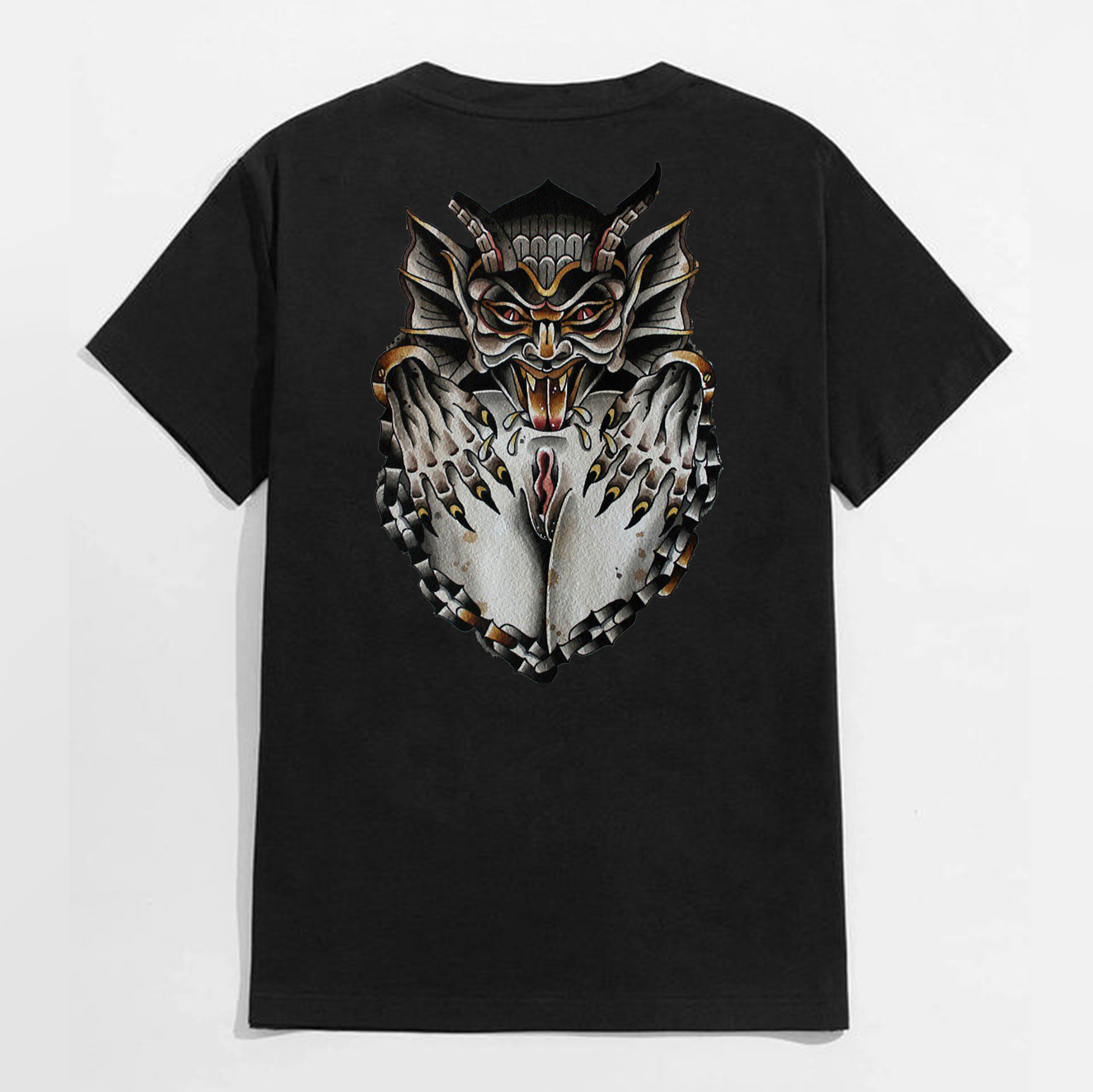 Concupiscent Beast with Sexy Lady's Legs Black Print T-shirt