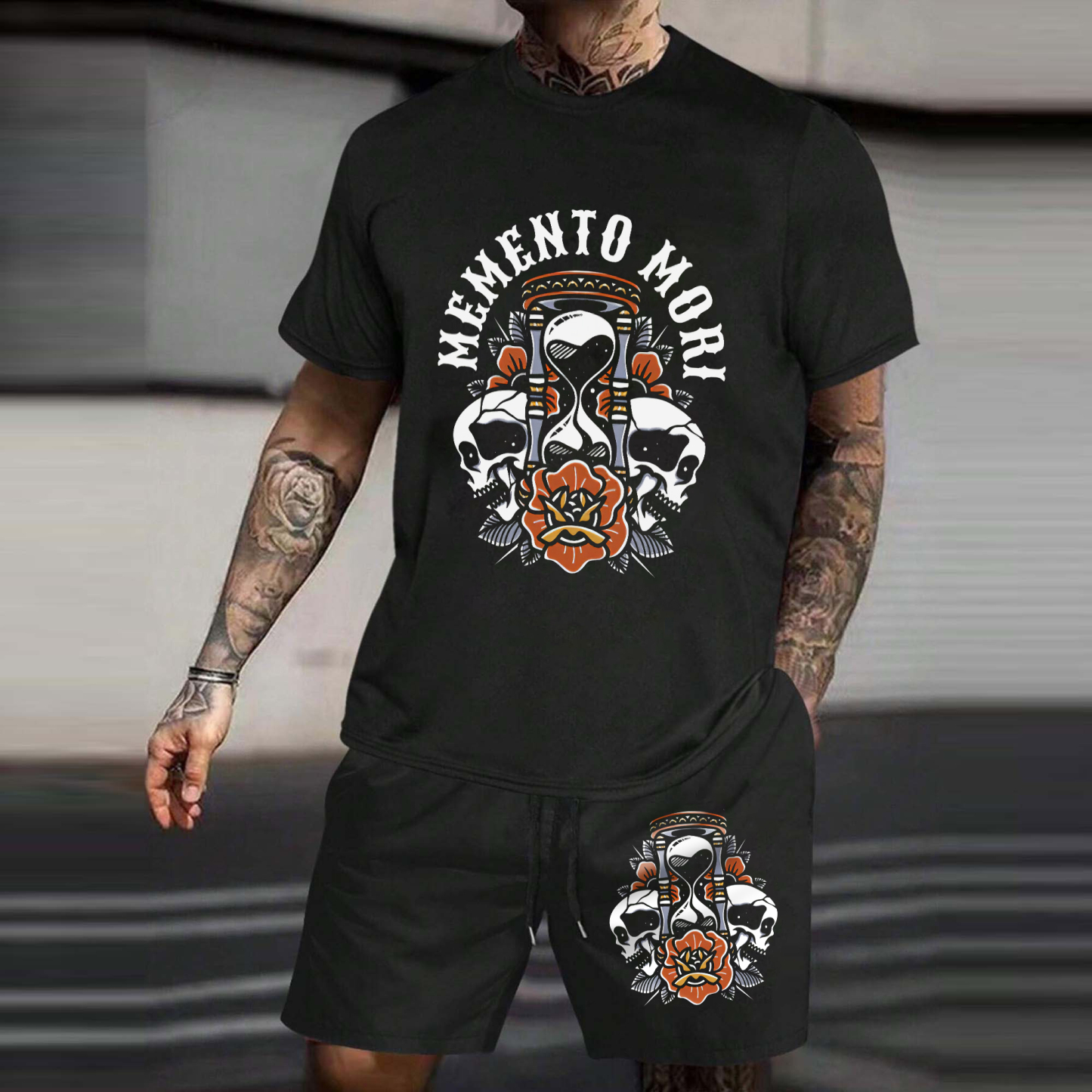 MEMENTO MORI Skull With Hourglass Print Men's Suit