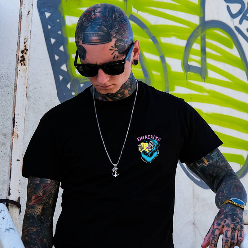 RIM REAPER Skull with Naked Ass Black Print T-shirt