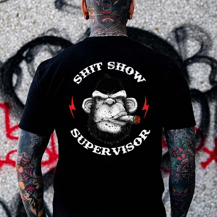 SHIT SHOW SUPERVISOR Orangutan Black Print T-Shirt