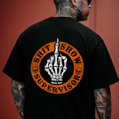 SHIT SHOW SUPERVISOR Fuck Bone Hand Black Print T-shirt