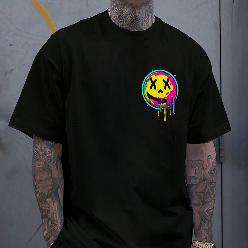 Melting Stick Out Tongue Emoji Print Men's T-Shirt