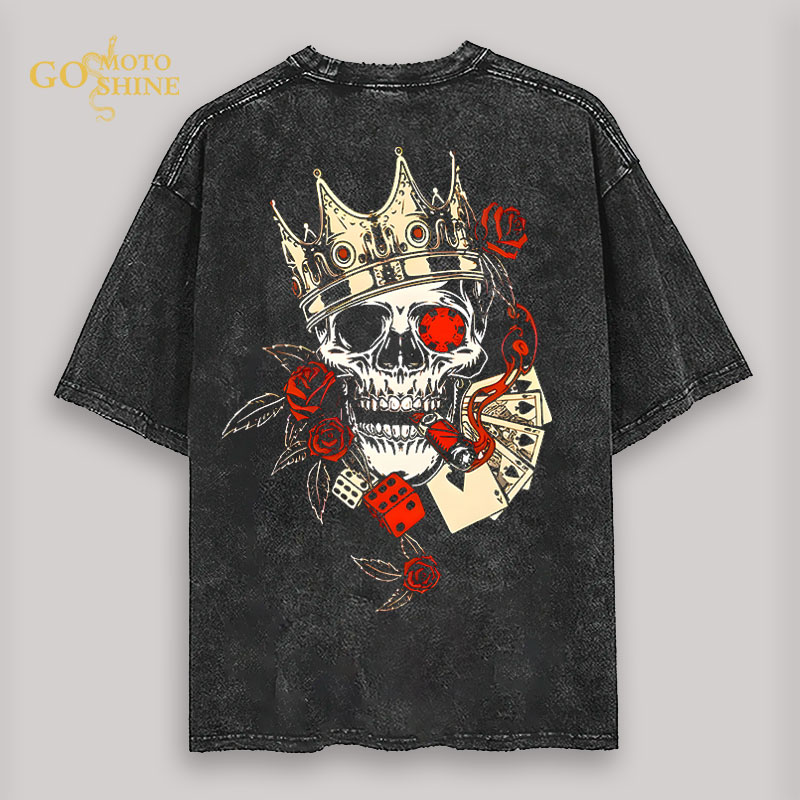 Poker King's Skull Men's Washed T-shirt