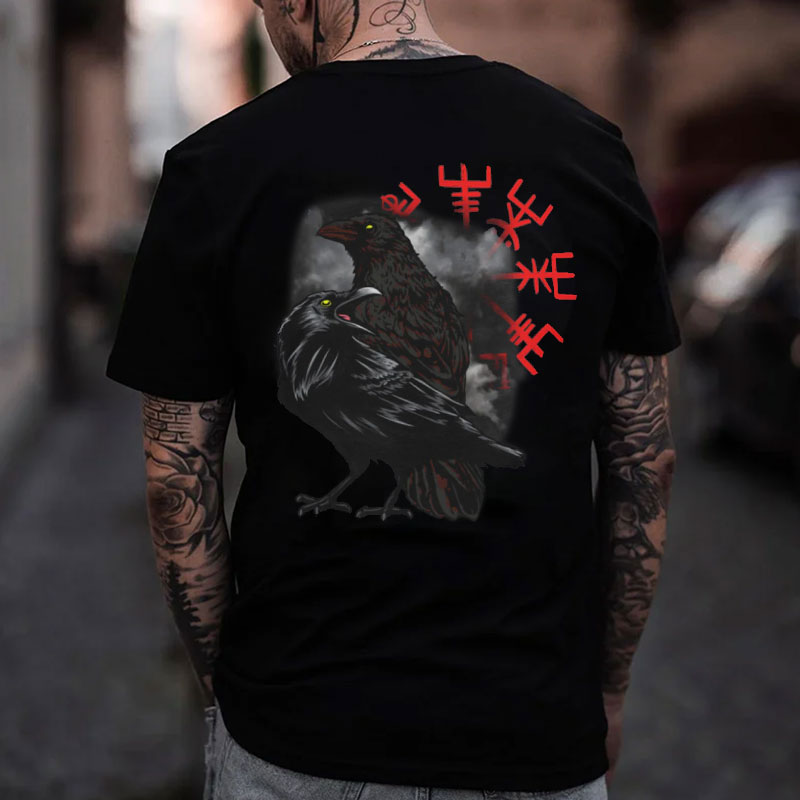 Rune Crow Black Print T-shirt