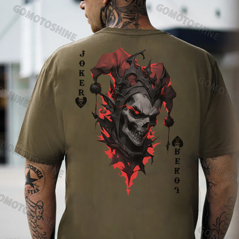 POKER JOKER Evil Skull Print Men's T-Shirt