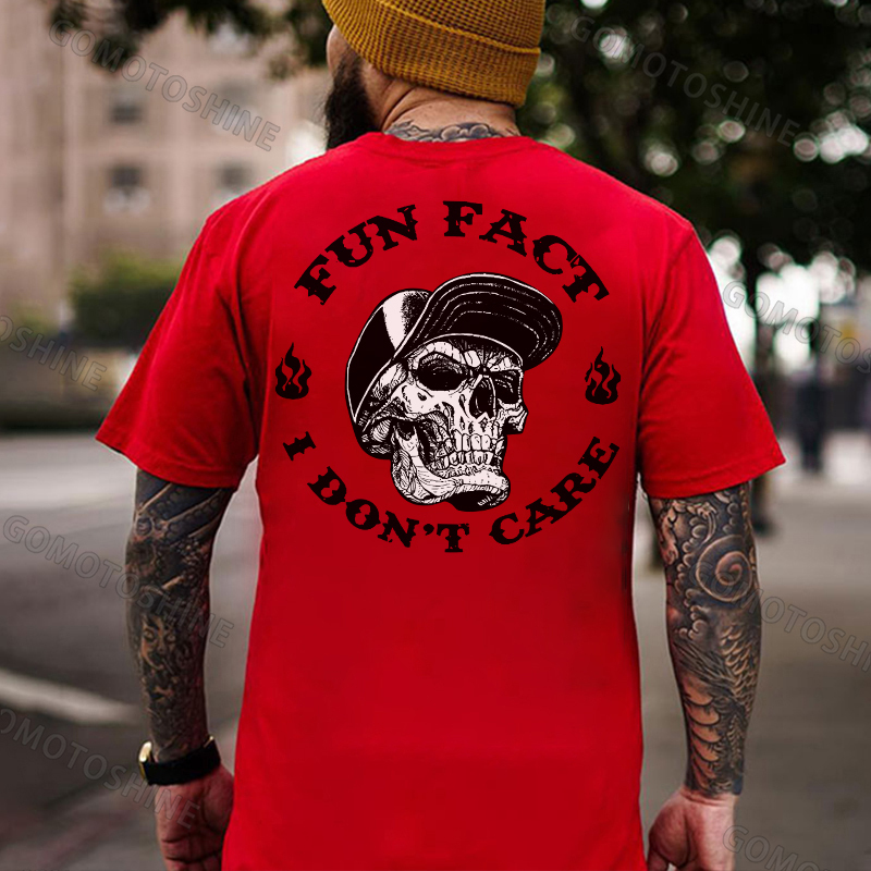 FUN FACT I DON'T CARE Skull Print Men's T-shirt