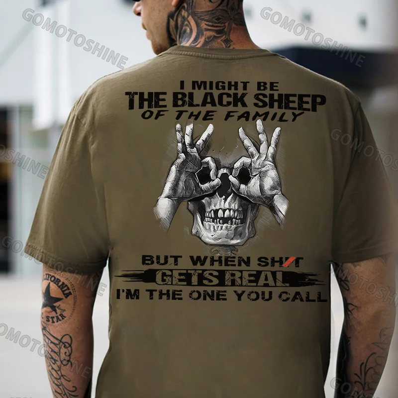 I MIGHT BE THE BLACK SHEEP OF THE FAMILY Skull With OK Print Men's T-Shirt