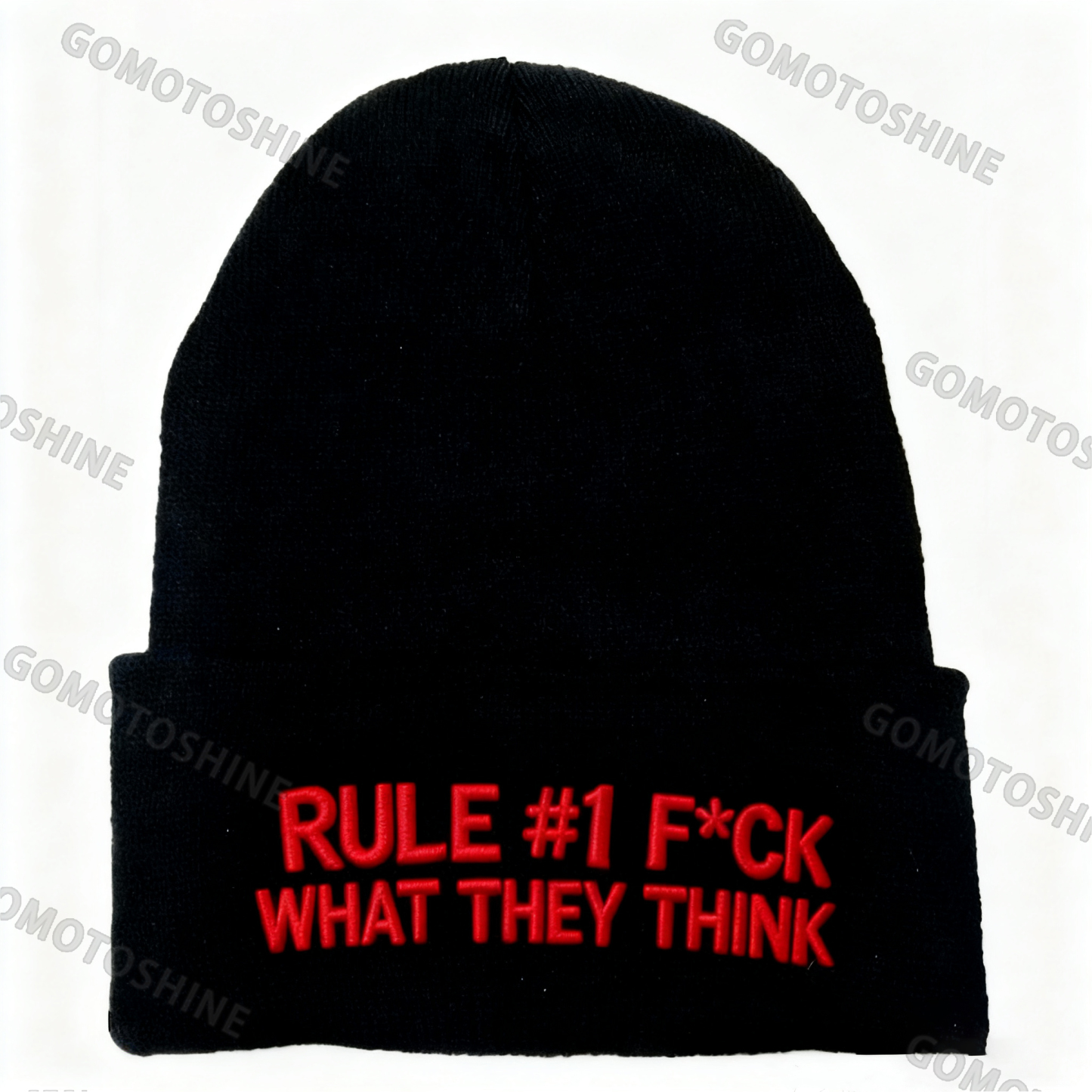 RULE #1 F*CK WHAT THEY THINK Letters Embroidery Knit Cuffed Beanie