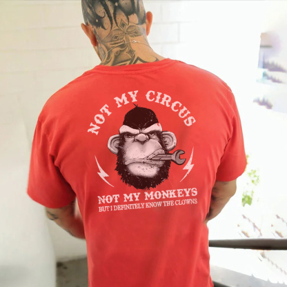 NOT MY CIRCUS NOT MY MONKEY Black Print T-shirt