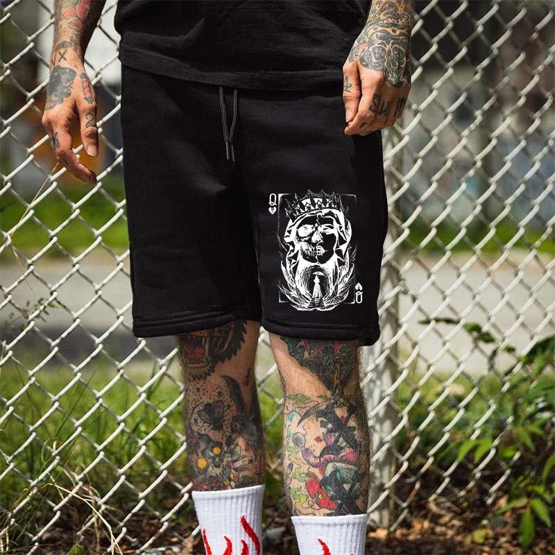 Poker Q Gloomy Queen Vintage Style Print Men's Shorts