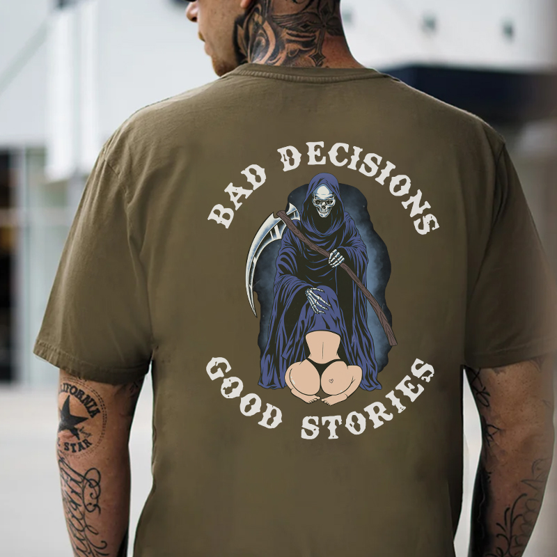 BAD DECISIONS GOOD STORIES Oral Sex With Skeleton Print Men's T-shirt