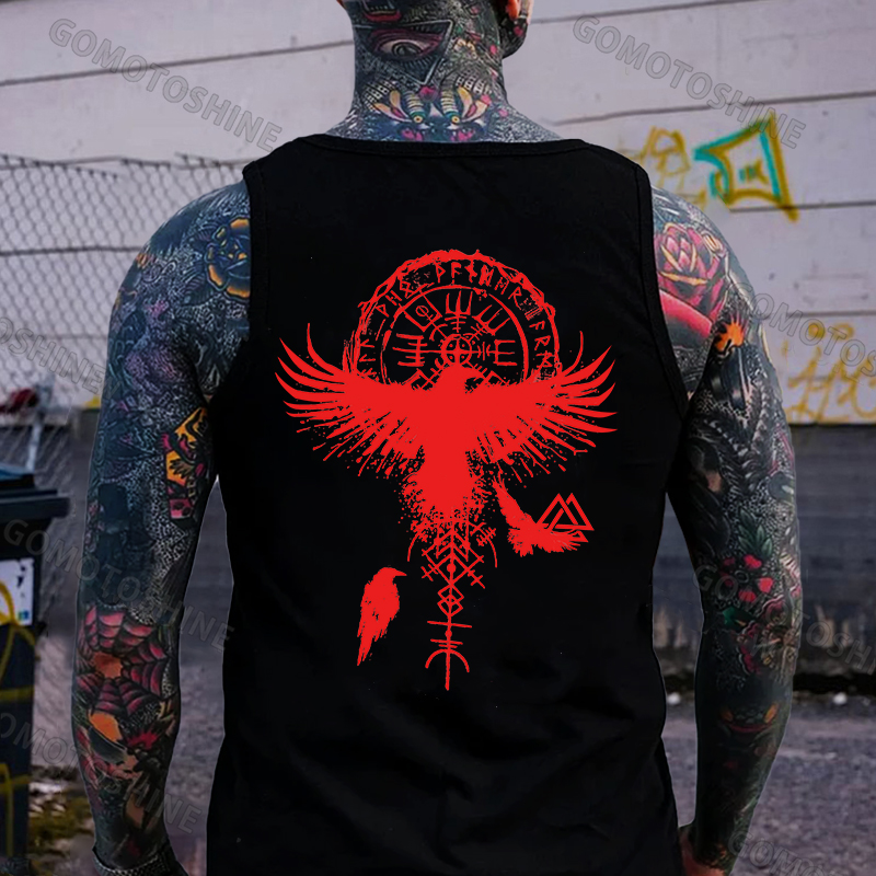Runes Eagle Print Men's Vest