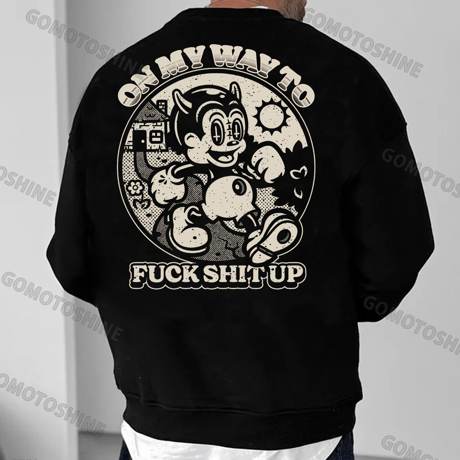 ON MY WAY FUCK SHIT UP Little Devil Print Men's Sweatshirt Image - 1
