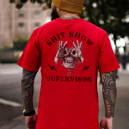 SHIT SHOW SUPERVISOR Skull Black Print T-Shirt