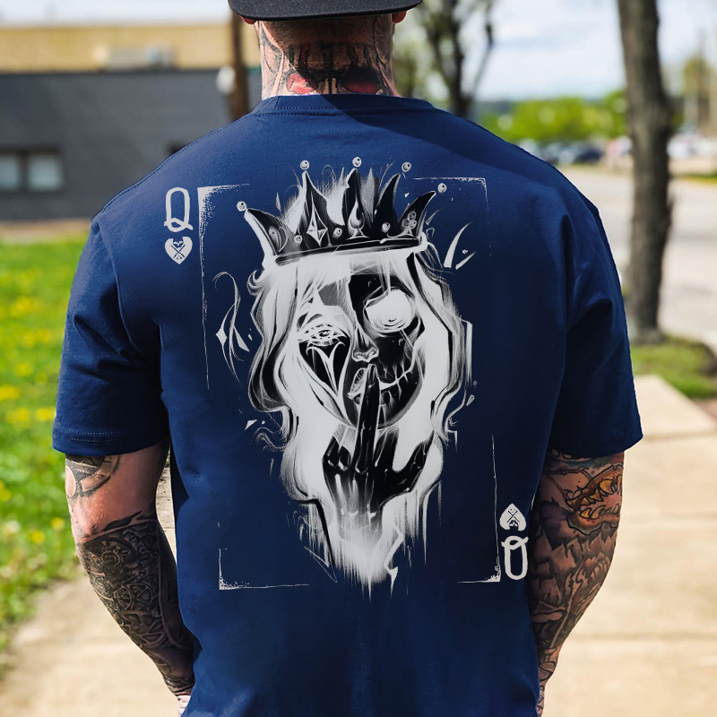Queen Of Cards White Print T-shirt
