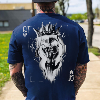 Queen Of Cards White Print T-shirt
