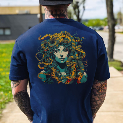 Gothic Queen with Snakes Black Print T-Shirt