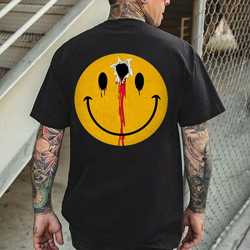 Being Shot Emoji Print Men's T-Shirt