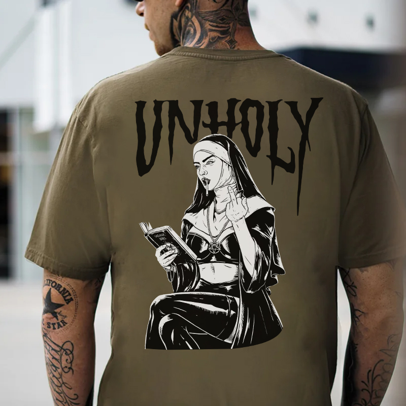 UNHOLY Defiant Nun Print Men's T-shirt