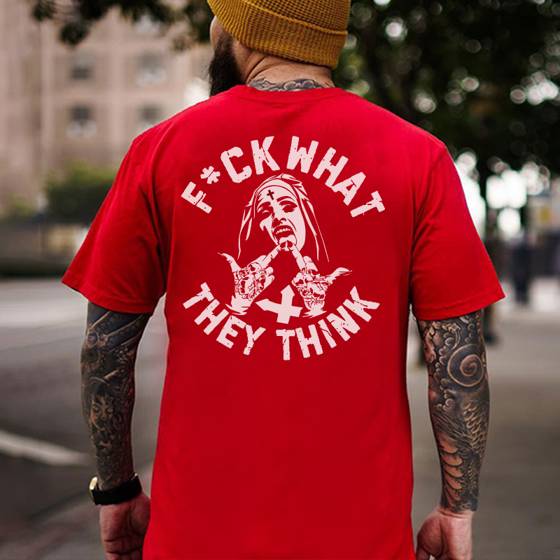FUCK WHAT THEY THINK Defiant Nun Print Men's T-shirt