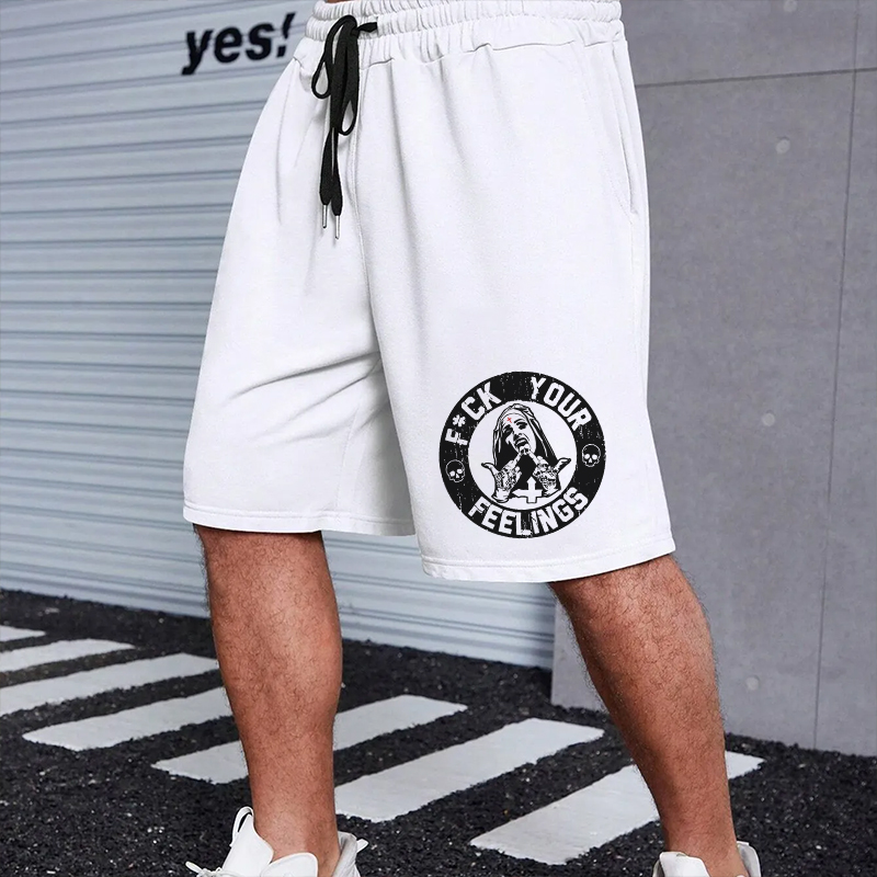 FUCK YOUR FEELINGS Defiant Nun Print Men's Shorts