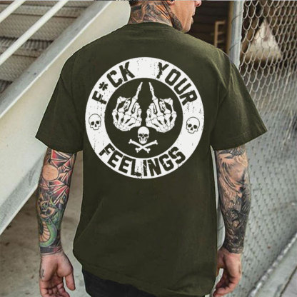 FUCK YOUR FEELINGS Bone Hand Print Men's T-Shirt