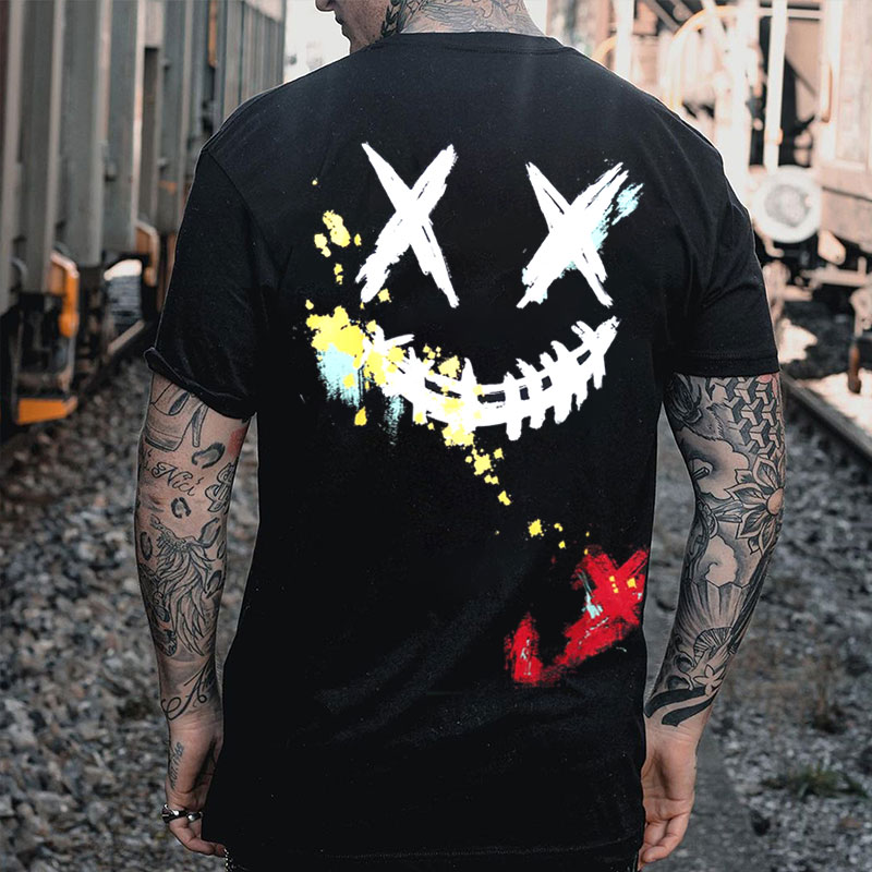 Evil Smile Emoji Print Men's T-Shirt