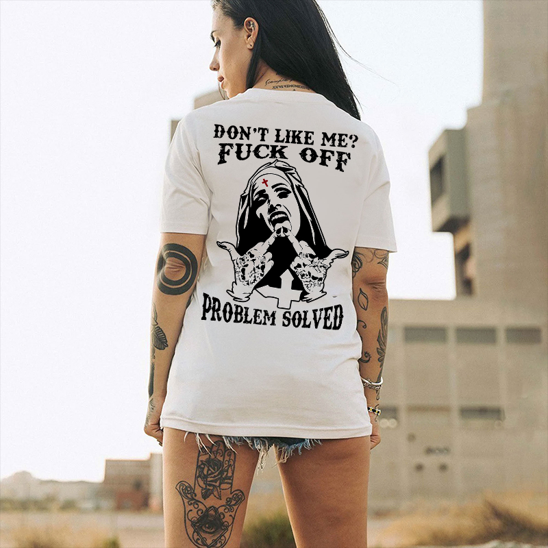 DON'T LIKE ME Defiant Nun Print Women's T-shirt