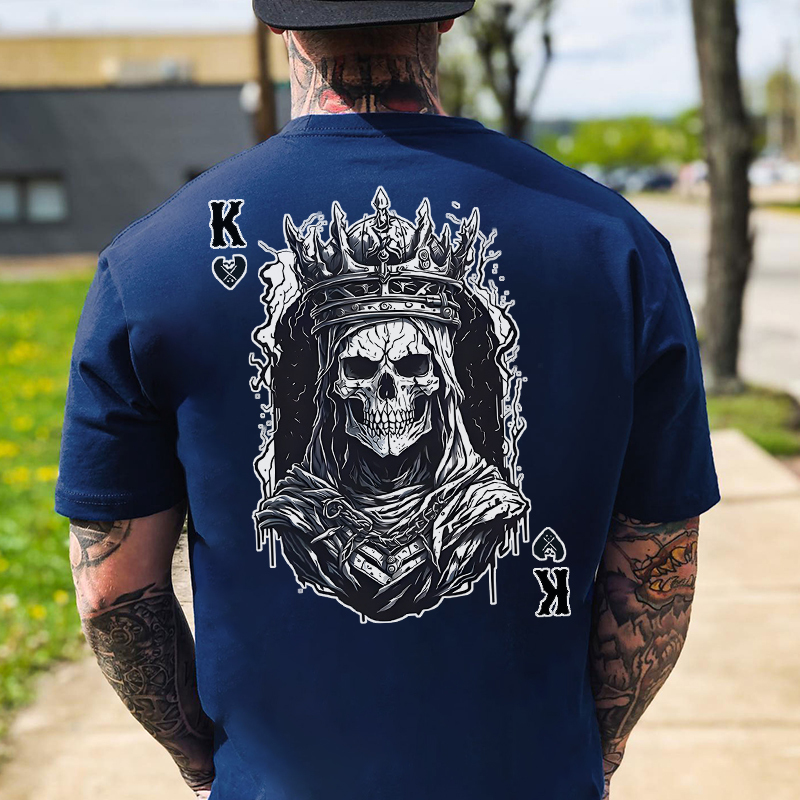 Poker K Skeleton King Print Men's T-Shirt