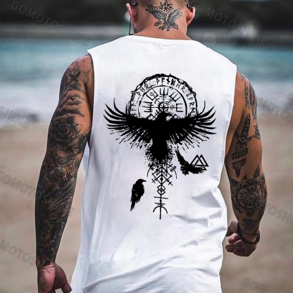 Runes Eagle Print Men's Vest