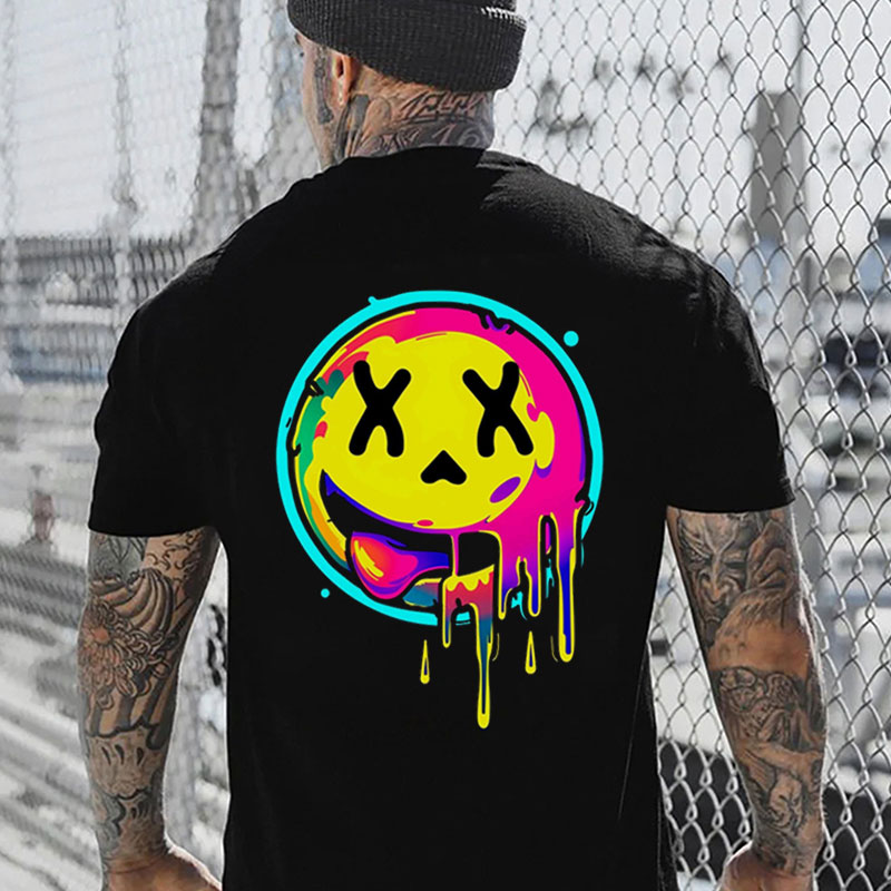 Melting Stick Out Tongue Emoji Print Men's T-Shirt