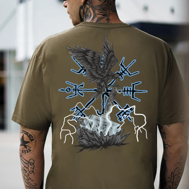 Runes Crow Print Men's T-Shirt