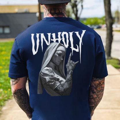 UNHOLY Tattooed Nun Print Men's T-Shirt