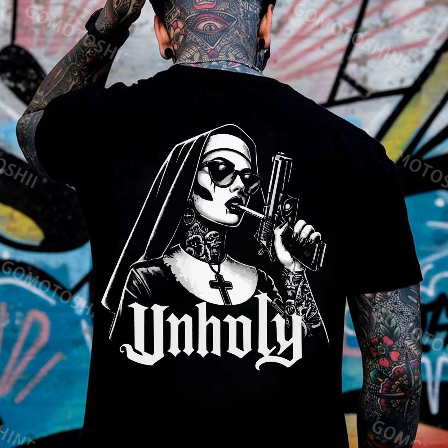 UNHOLY Gangster Nun Print Men's T-Shirt