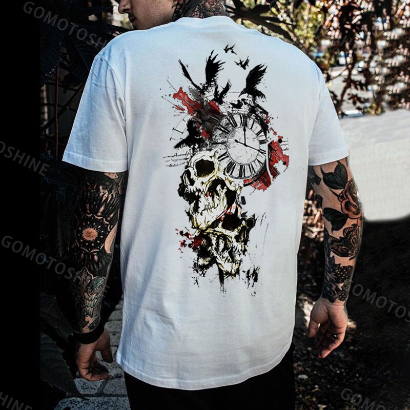 Crow&Skull Clock Print Men's T-Shirt