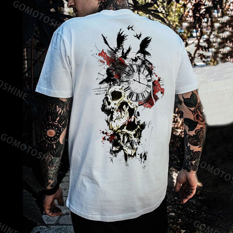 Crow&Skull Clock Print Men's T-Shirt