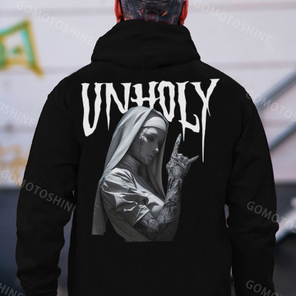 UNHOLY Tattooed Nun Black Print Hoodie